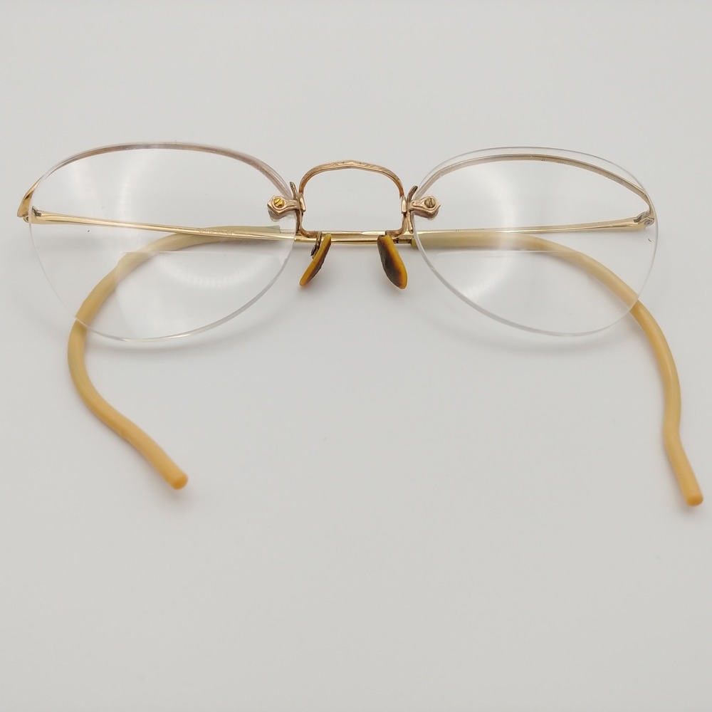 American Optical Eyeglasses Frames Gold 1/10 12K GF Vintage Half Rim Art Deco